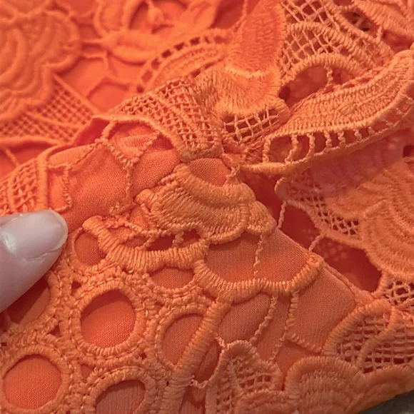 Lauren Ralph Lauren Lace Off The Shoulder Coral Color Dress, Lined Size 4 Petite - Picture 9 of 12